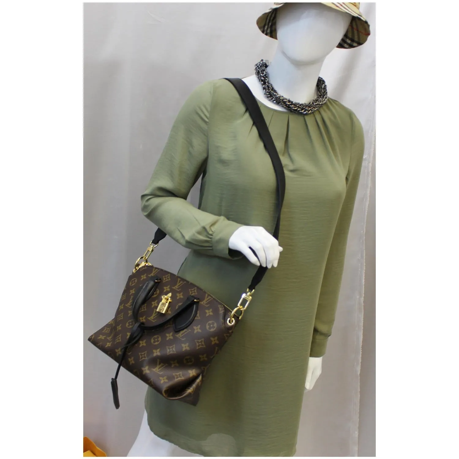 LOUIS VUITTON Flower Zipped PM Monogram Canvas Tote Bag Brown