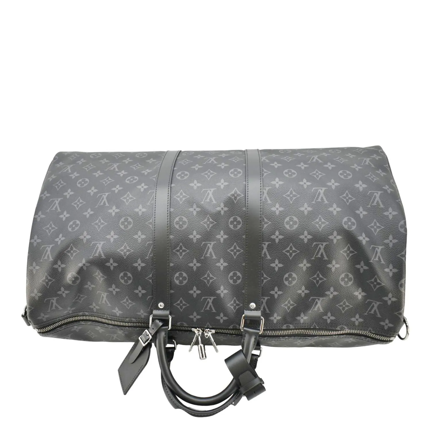 LOUIS VUITTON Keepall 55 Bandouliere Monogram Eclipse Travel Bag Black