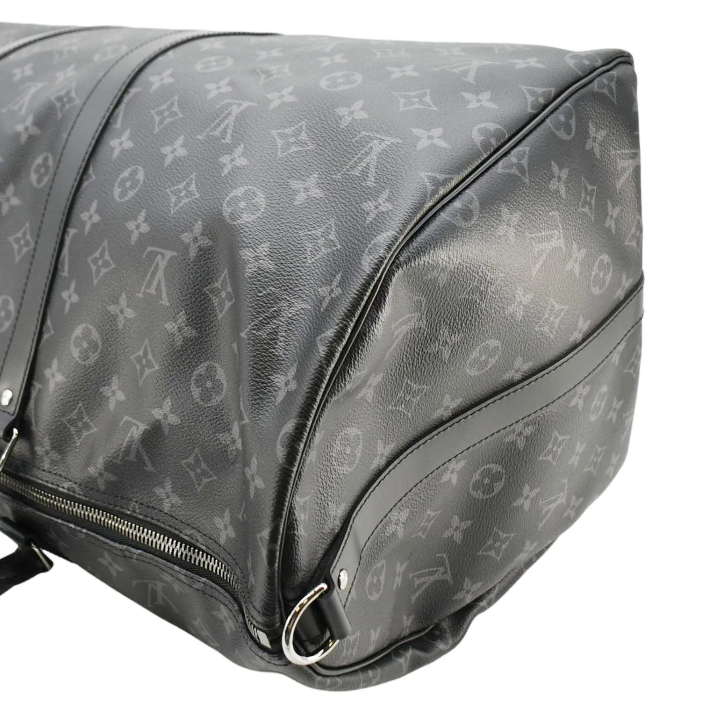LOUIS VUITTON Keepall 55 Bandouliere Monogram Eclipse Travel Bag Black