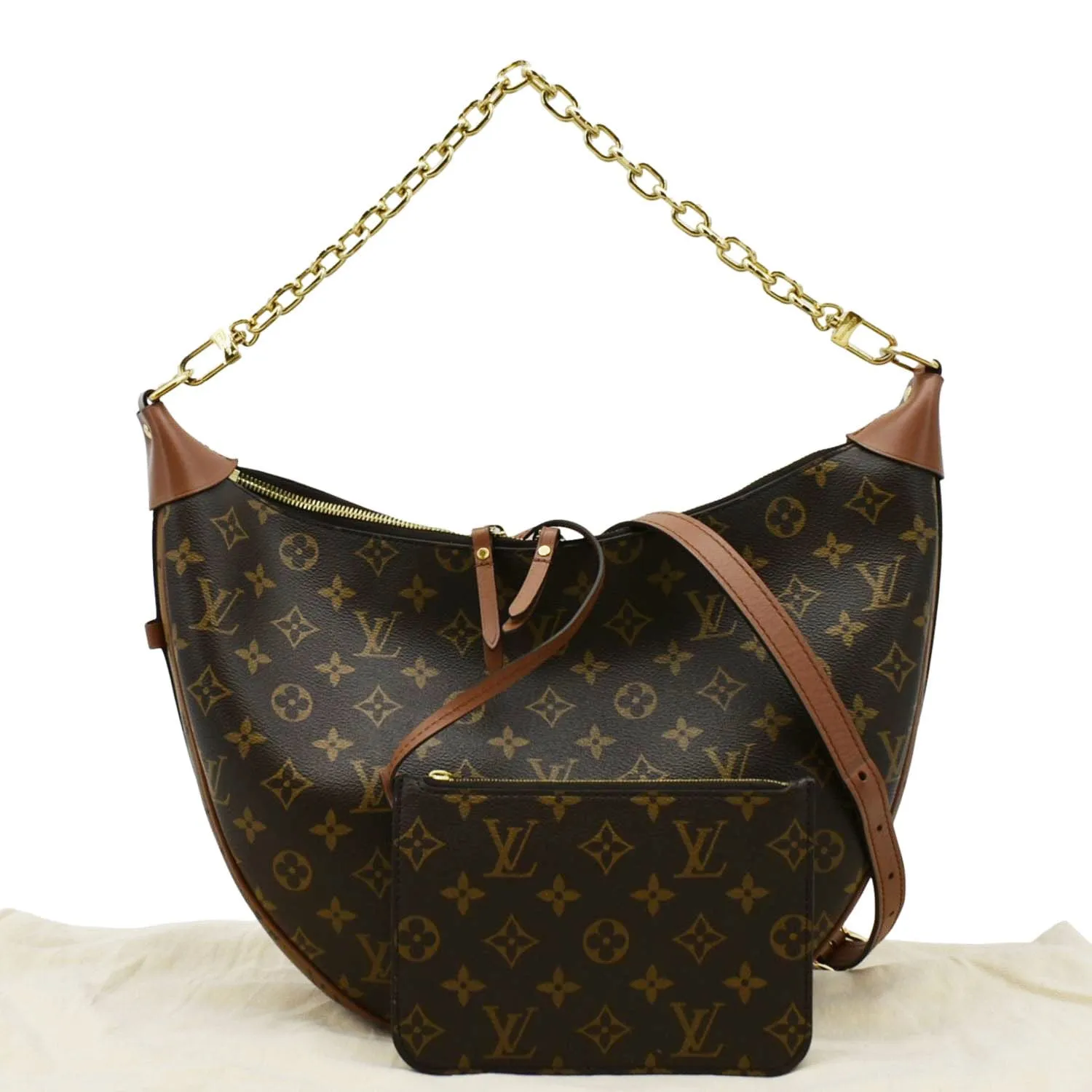 LOUIS VUITTON Loop Reverse Monogram Canvas Shoulder Bag Brown