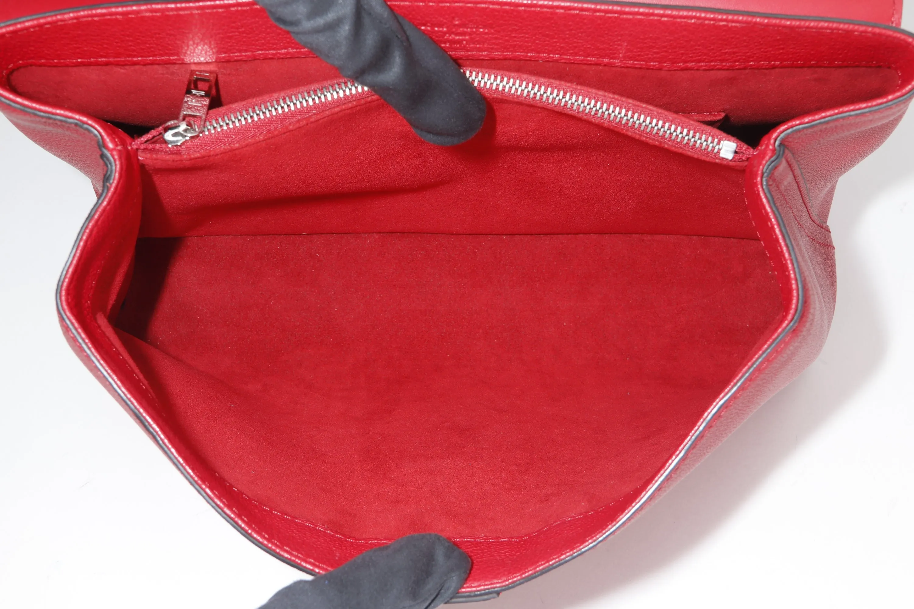 LOUIS VUITTON M51924 VERY ONE HANDLE BAG (AH1158) RED LEATHER SILVER HARDWARE, WITH STRAP & DUST COVER