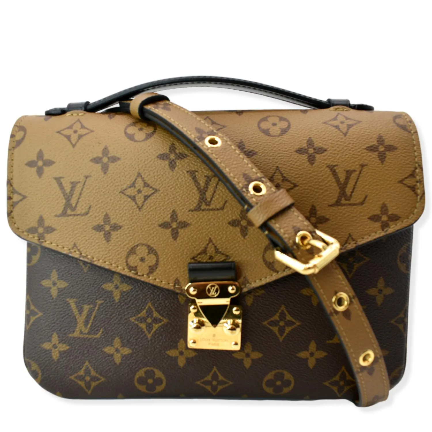 LOUIS VUITTON Metis Pochette Reverse Monogram Canvas Crossbody Bag Brown