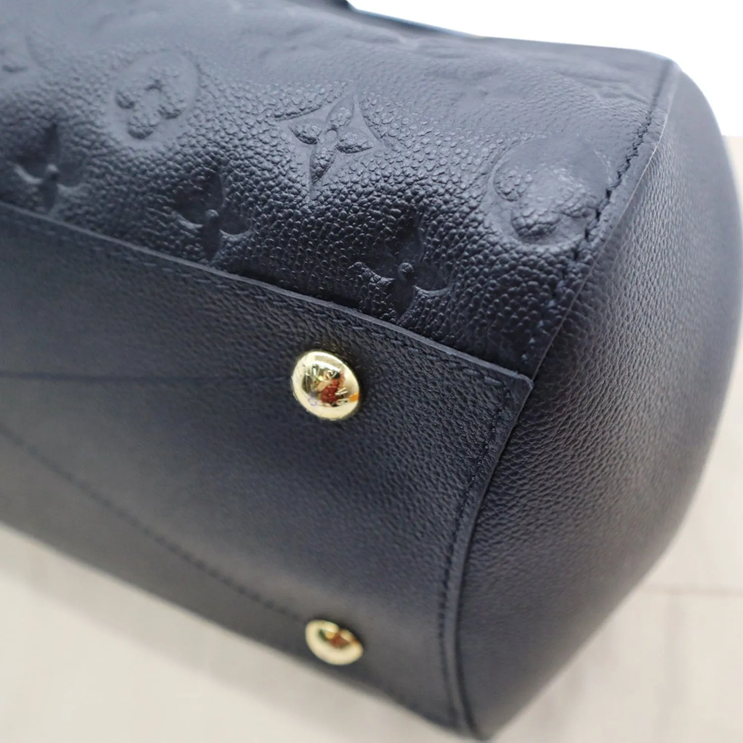 LOUIS VUITTON Montaigne GM Empreinte Leather Shoulder Bag Black