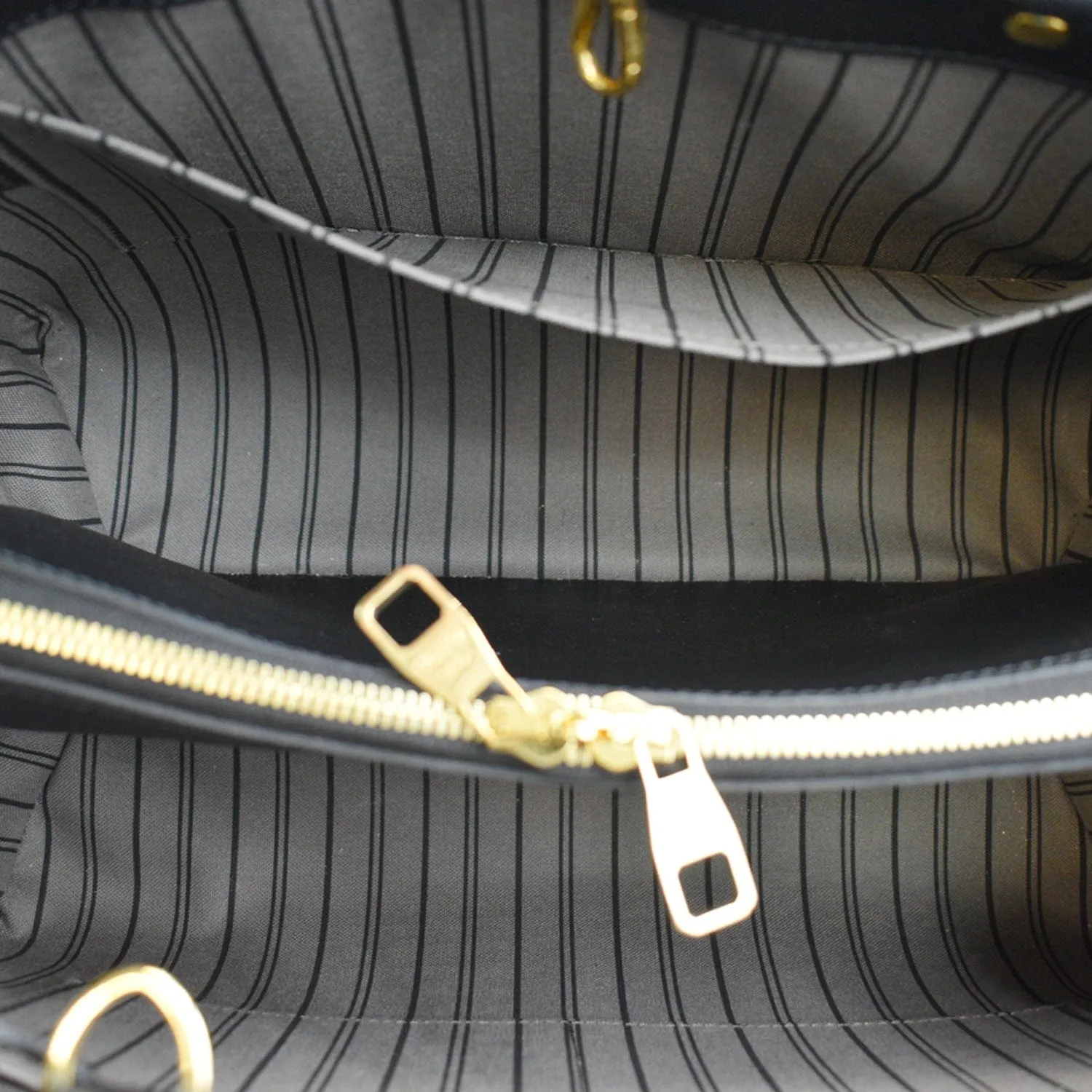 LOUIS VUITTON Montaigne GM Empreinte Leather Shoulder Bag Black