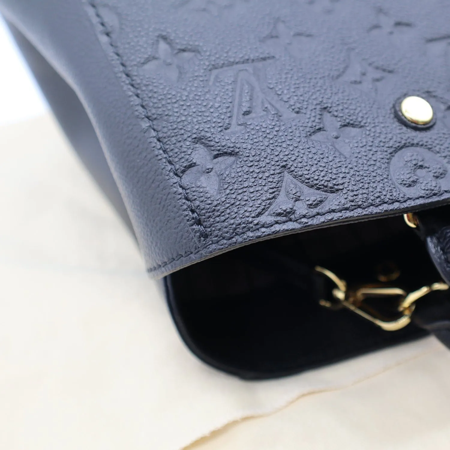 LOUIS VUITTON Montaigne GM Empreinte Leather Shoulder Bag Black