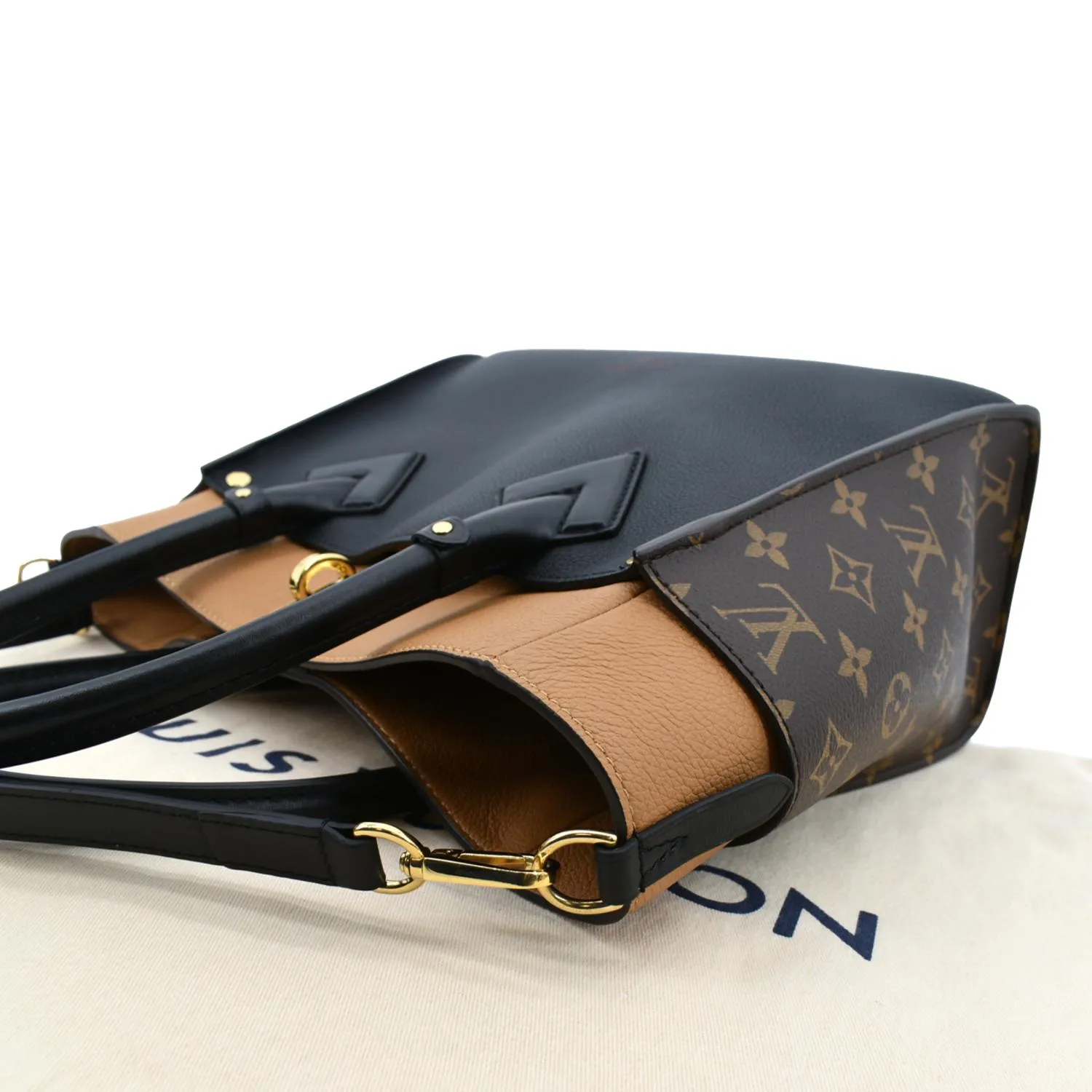 LOUIS VUITTON On My Side MM Calfskin Monogram Shoulder Bag Black