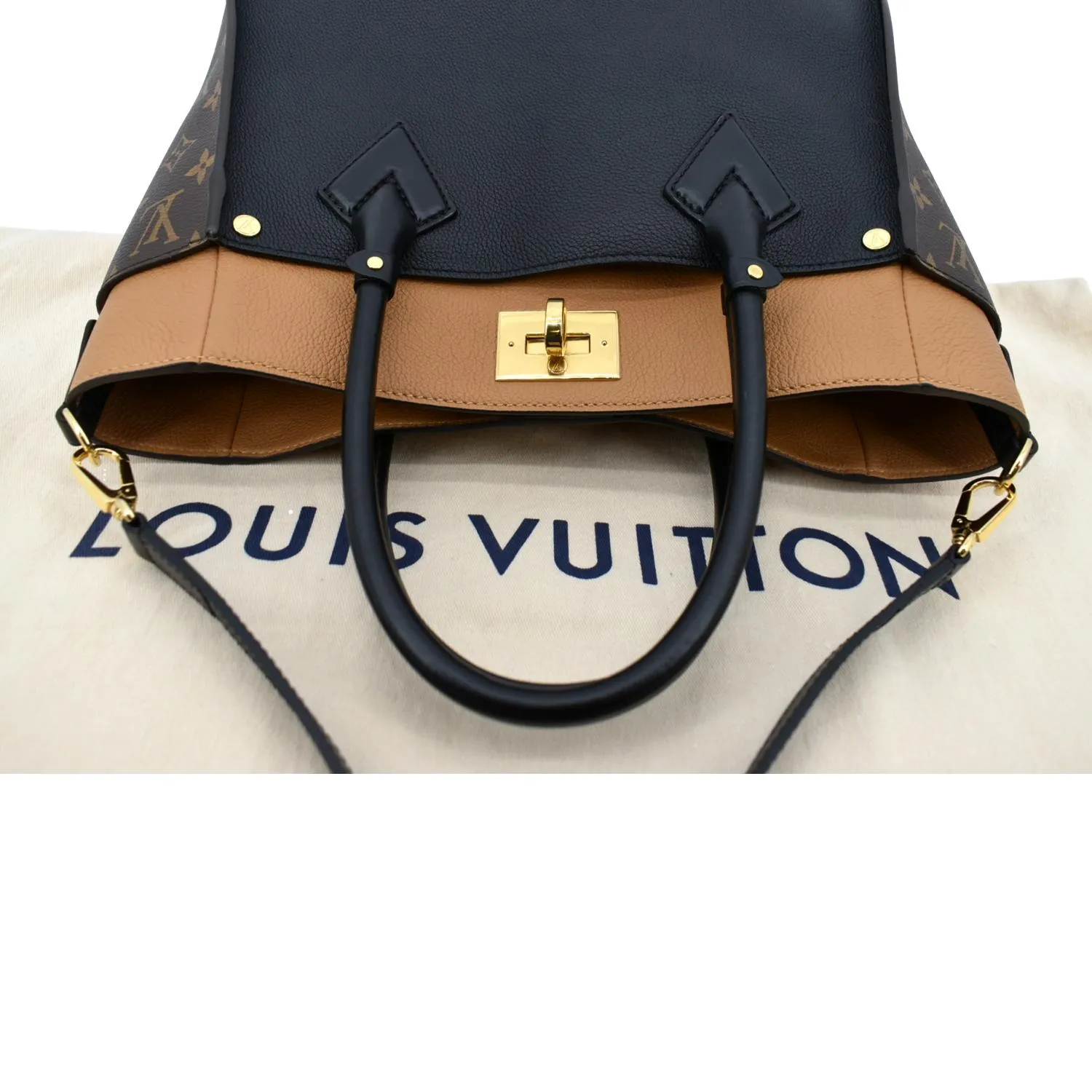 LOUIS VUITTON On My Side MM Calfskin Monogram Shoulder Bag Black