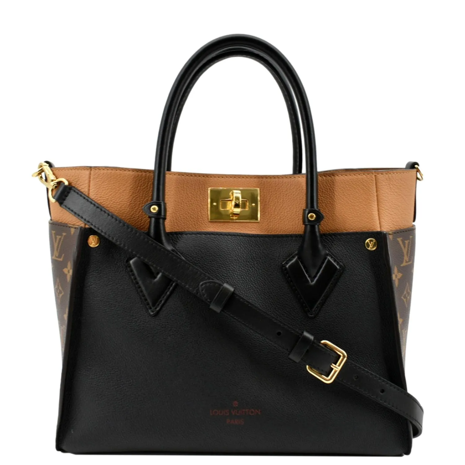 LOUIS VUITTON On My Side MM Calfskin Monogram Shoulder Bag Black
