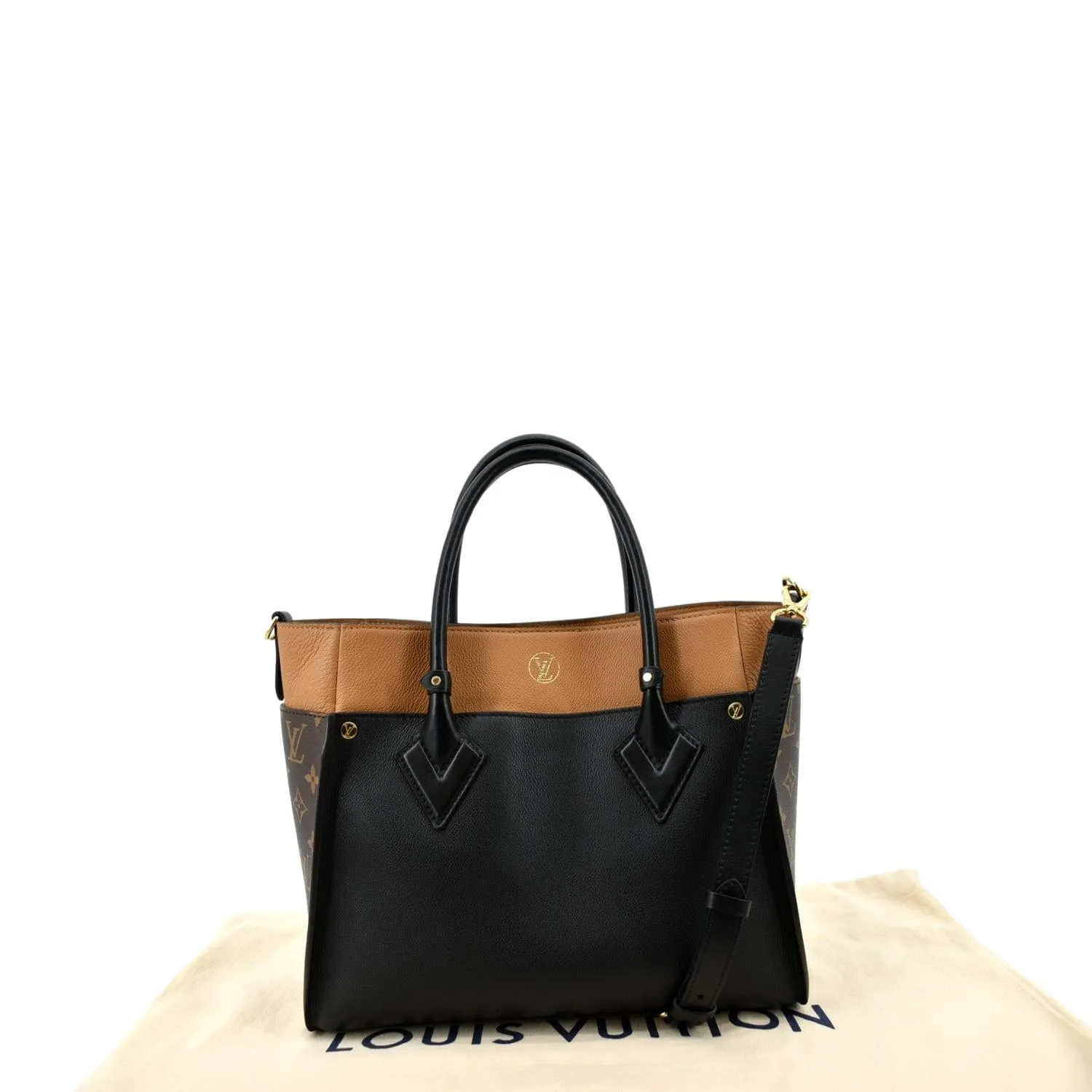 LOUIS VUITTON On My Side MM Calfskin Monogram Shoulder Bag Black
