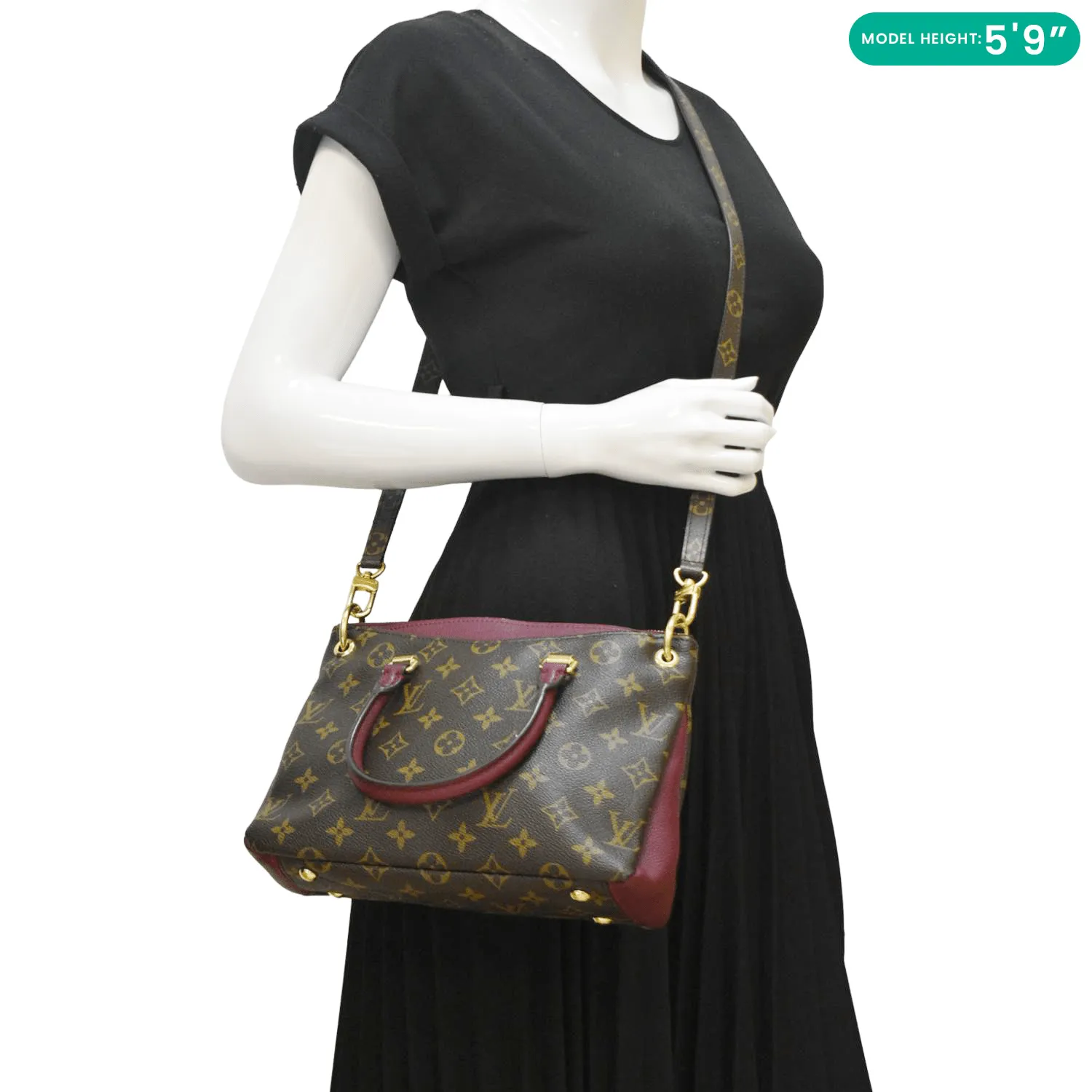 LOUIS VUITTON Pallas BB Monogram Canvas Shoulder Bag Brown