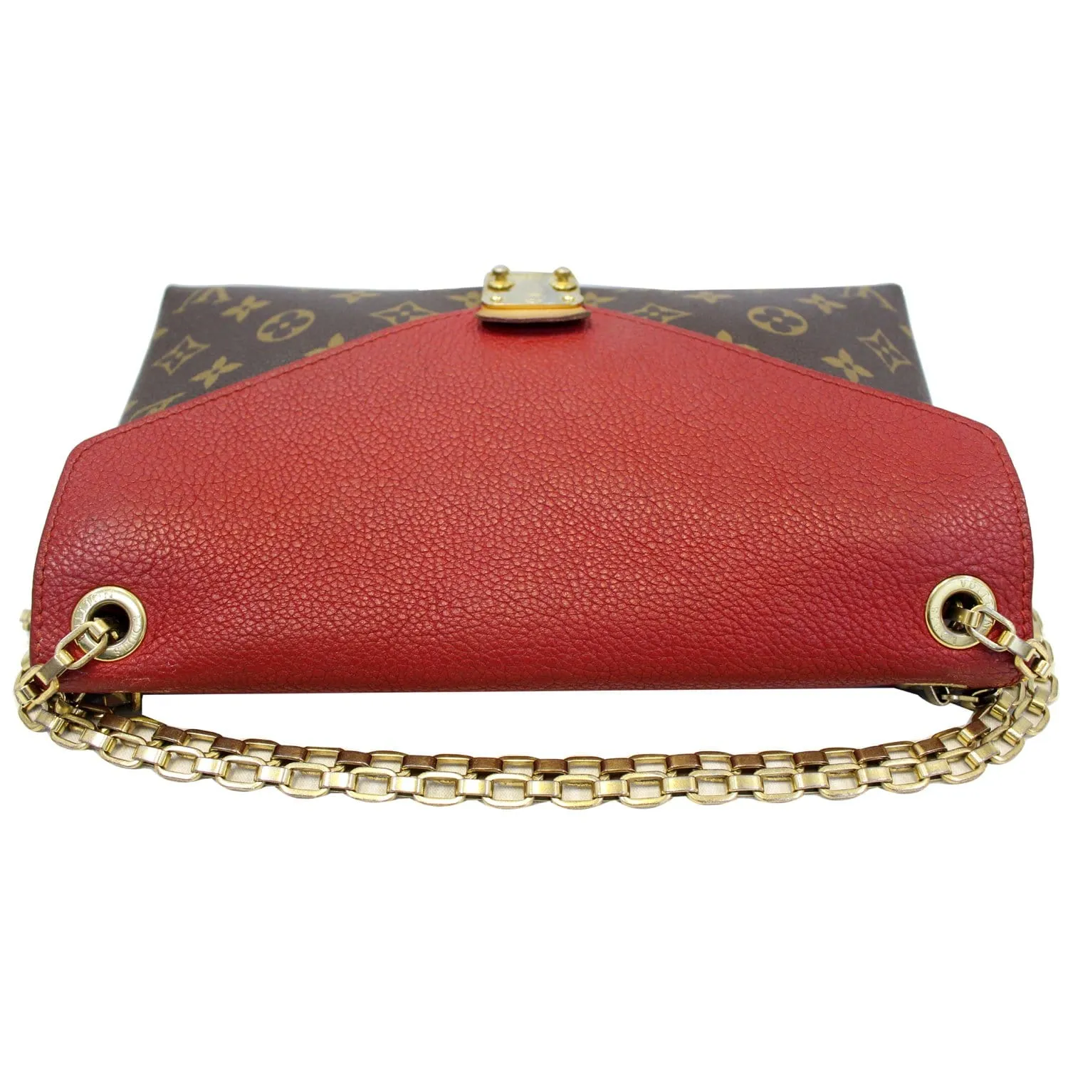 LOUIS VUITTON Pallas Chain Monogram Canvas Crossbody Bag Brown