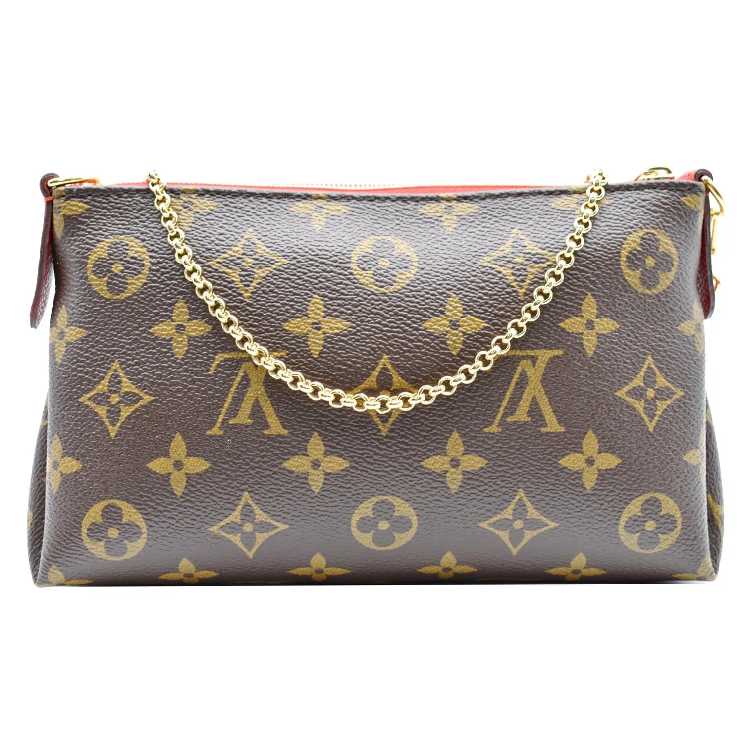 LOUIS VUITTON Pallas Monogram Canvas Clutch Crossbody Bag Cherry