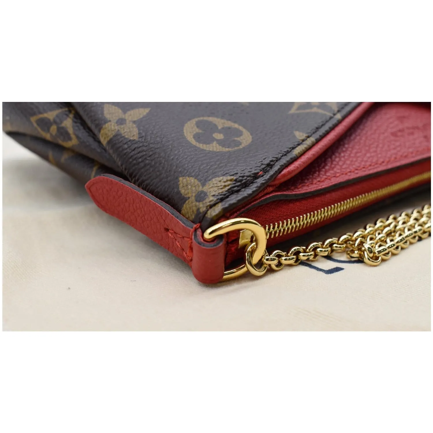 LOUIS VUITTON Pallas Monogram Canvas Clutch Crossbody Bag Cherry