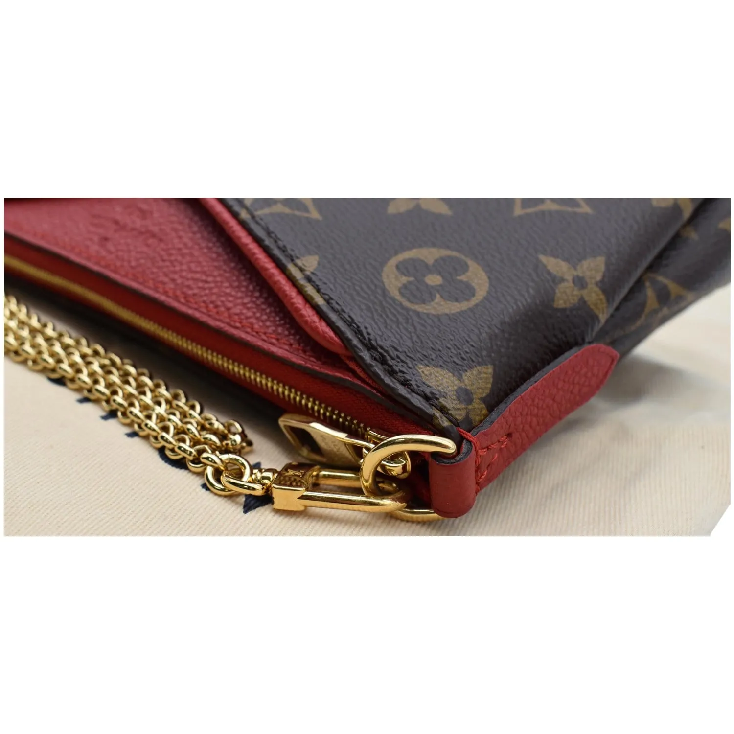 LOUIS VUITTON Pallas Monogram Canvas Clutch Crossbody Bag Cherry