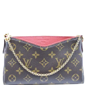 LOUIS VUITTON Pallas Monogram Canvas Clutch Crossbody Bag Cherry