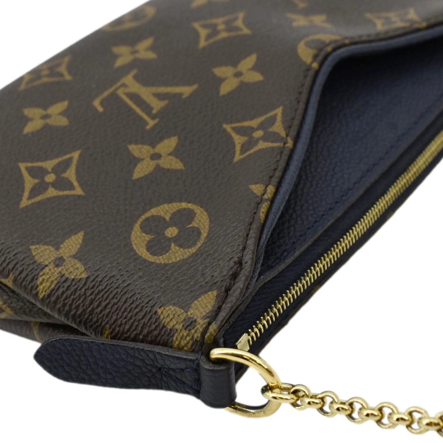 LOUIS VUITTON Pallas Monogram Canvas Clutch Crossbody Bag Navy Blue