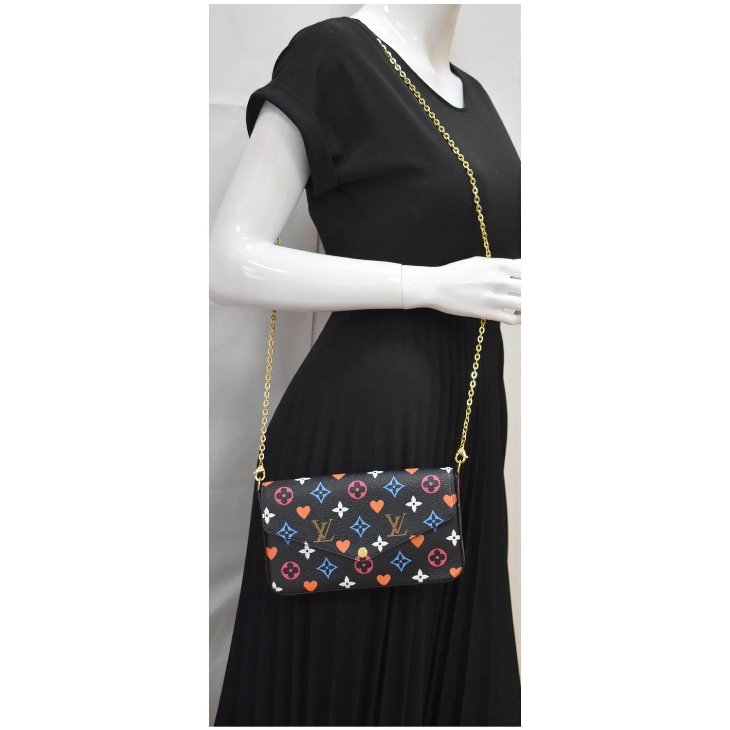 LOUIS VUITTON Pochette Felicie Game On Canvas Crossbody Bag Multicolor
