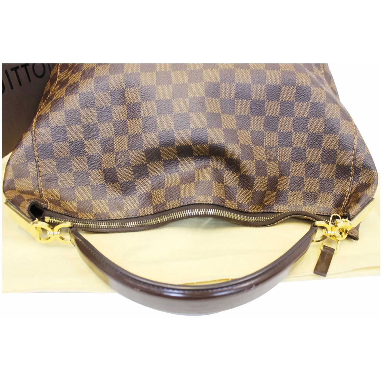 LOUIS VUITTON Portobello GM Damier Ebene Shoulder Handbag Brown