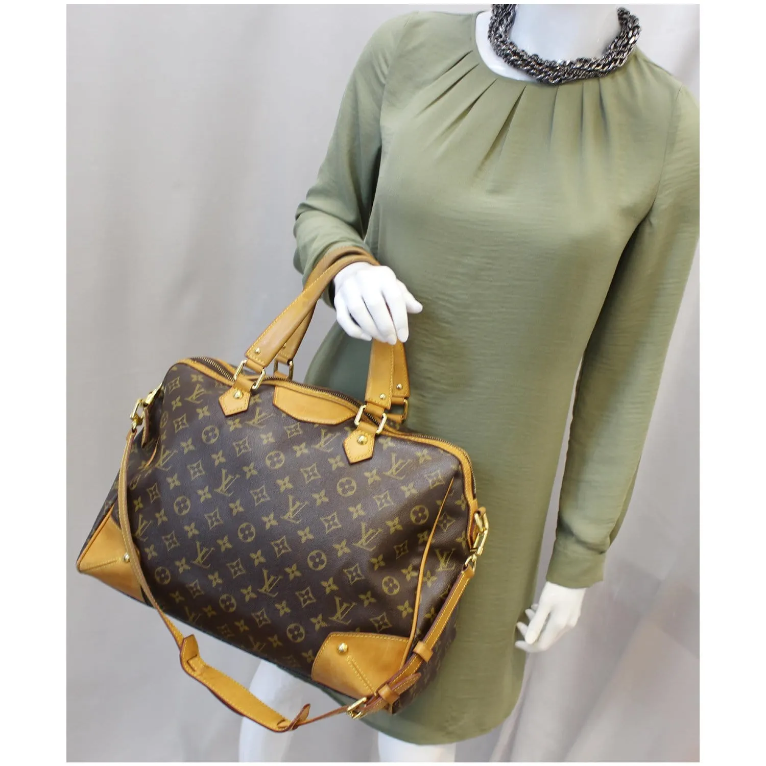LOUIS VUITTON Retiro GM Monogram Canvas 2 Way Shoulder Bag Brown