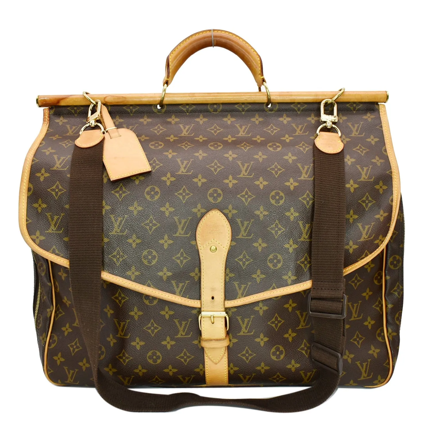 LOUIS VUITTON Sac Chasse Monogram Canvas Hunting Bag Brown