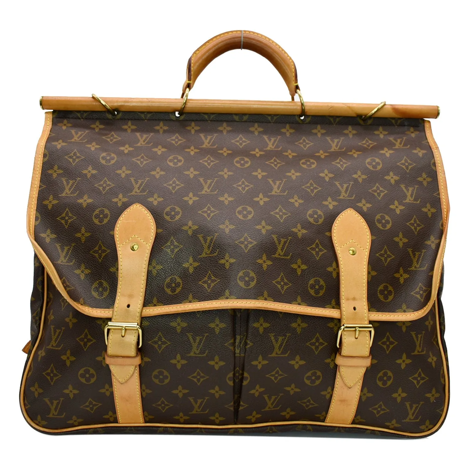 LOUIS VUITTON Sac Chasse Monogram Canvas Hunting Bag Brown