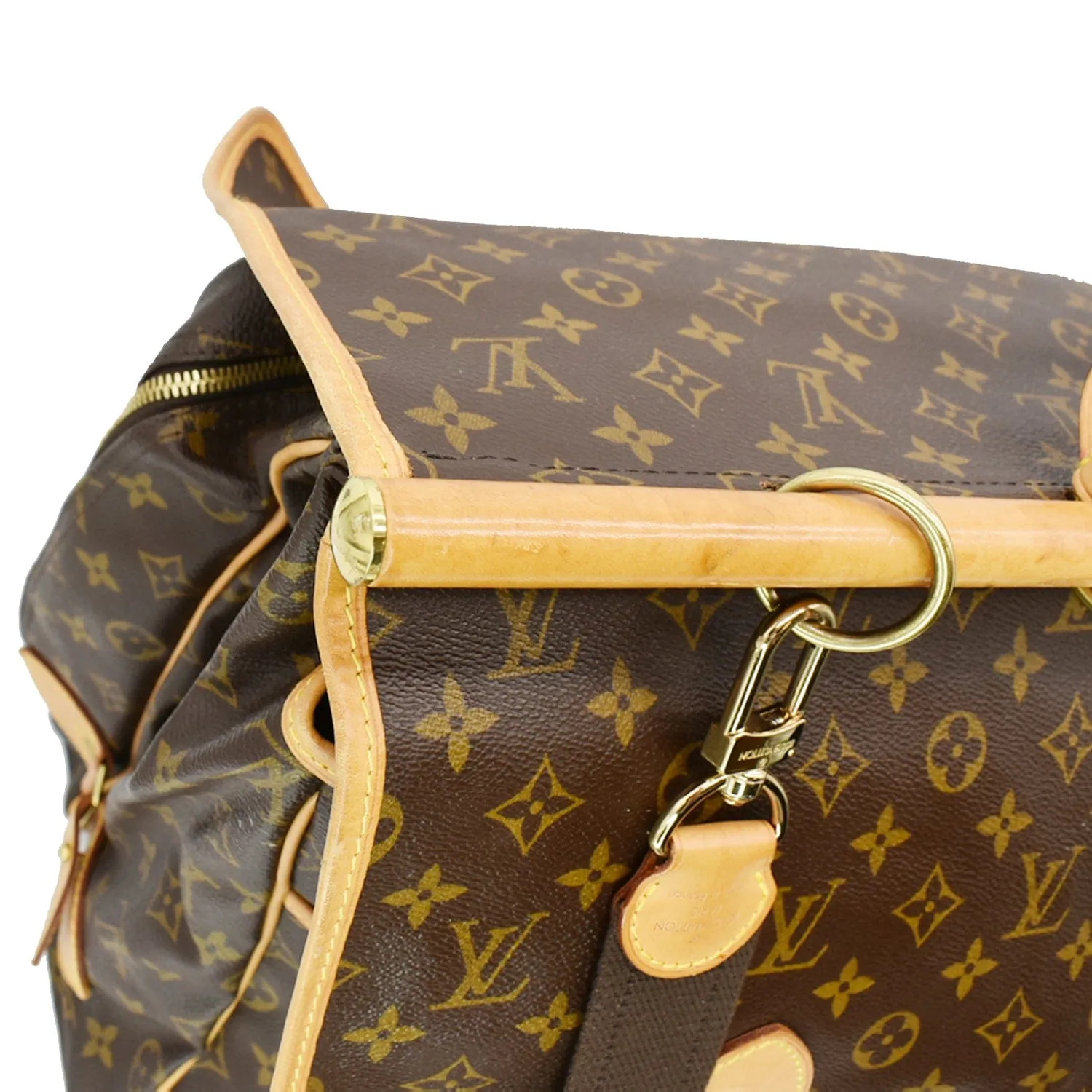 LOUIS VUITTON Sac Chasse Monogram Canvas Hunting Bag Brown