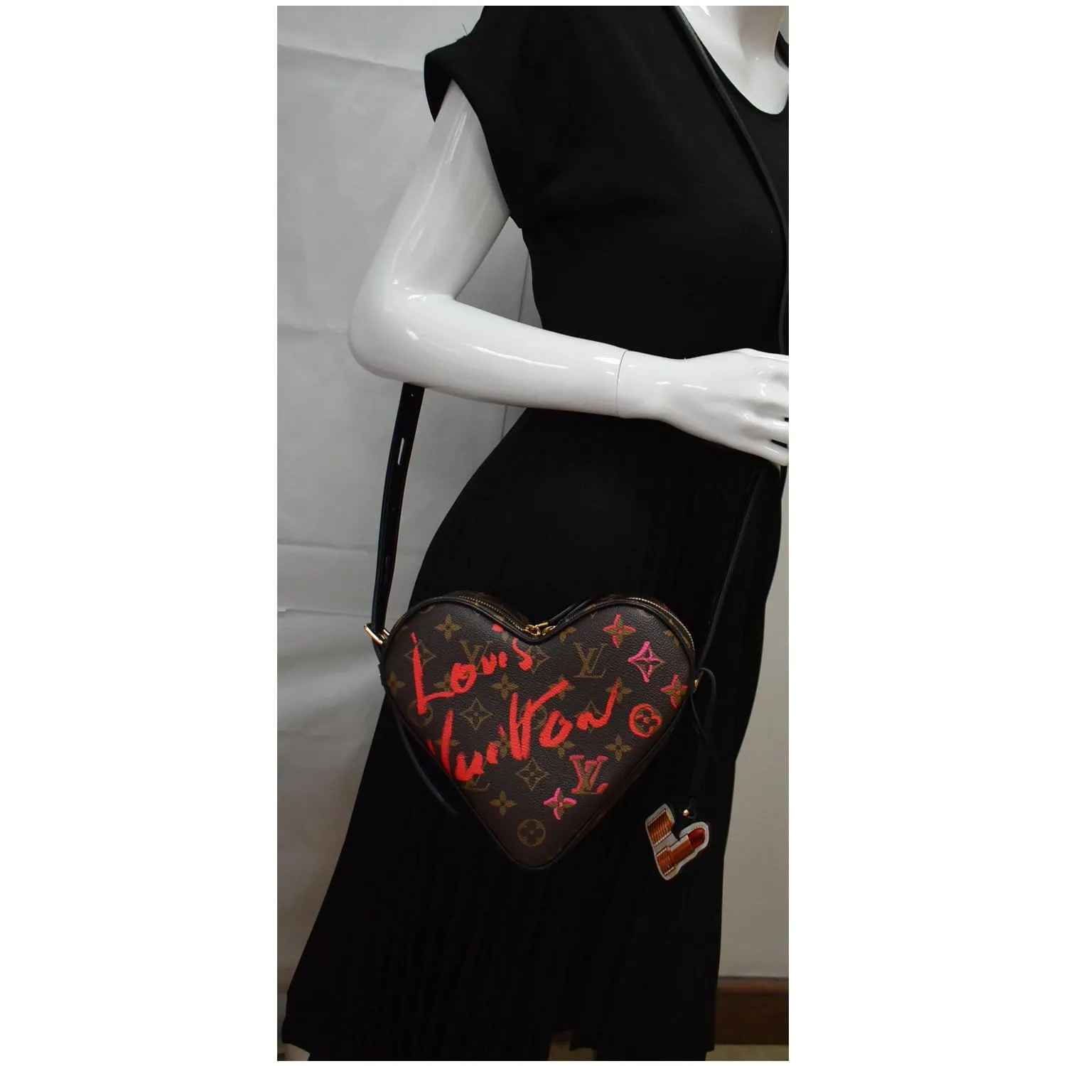 LOUIS VUITTON Sac Coeur Heart Monogram Canvas Crossbody Bag Brown