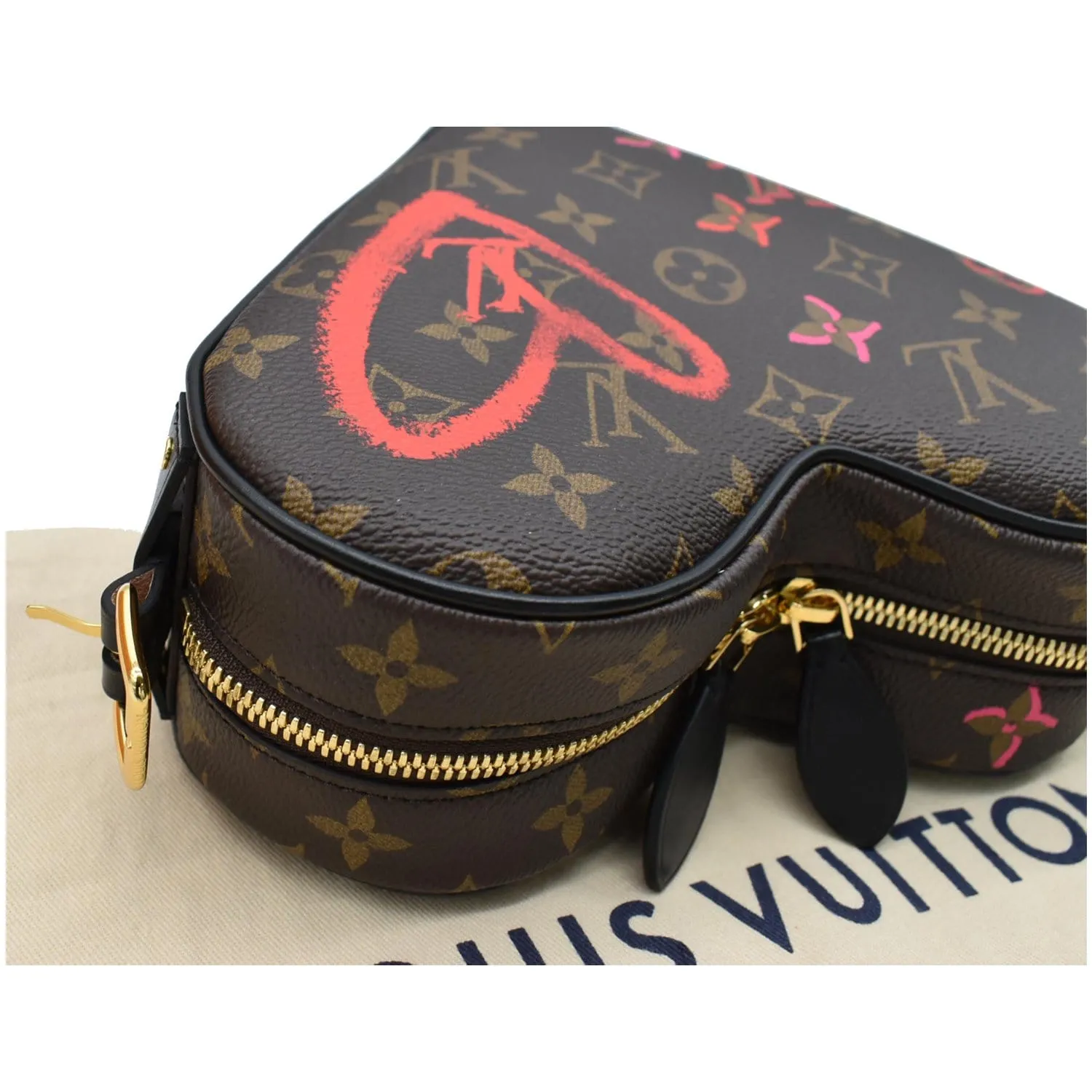LOUIS VUITTON Sac Coeur Heart Monogram Canvas Crossbody Bag Brown