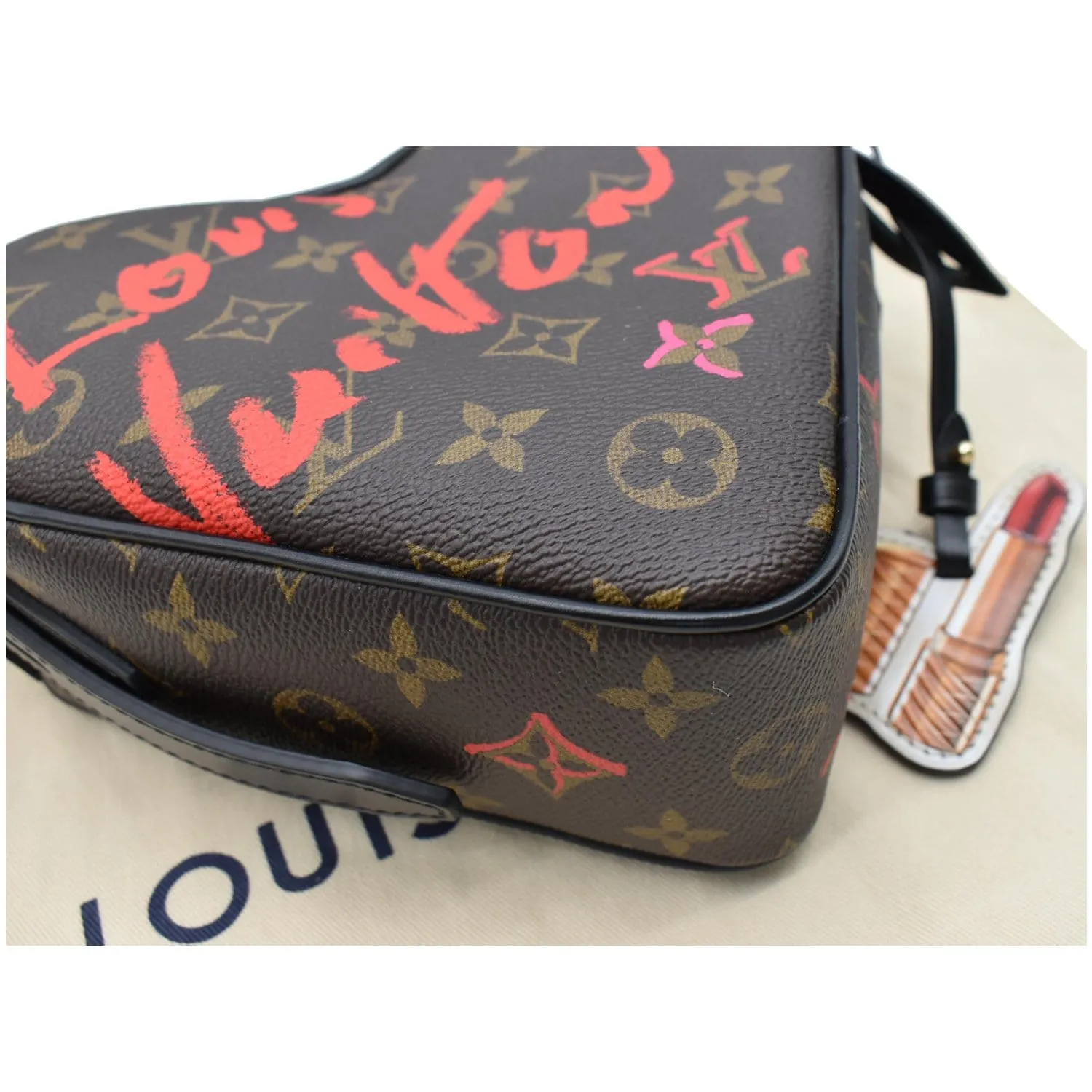 LOUIS VUITTON Sac Coeur Heart Monogram Canvas Crossbody Bag Brown