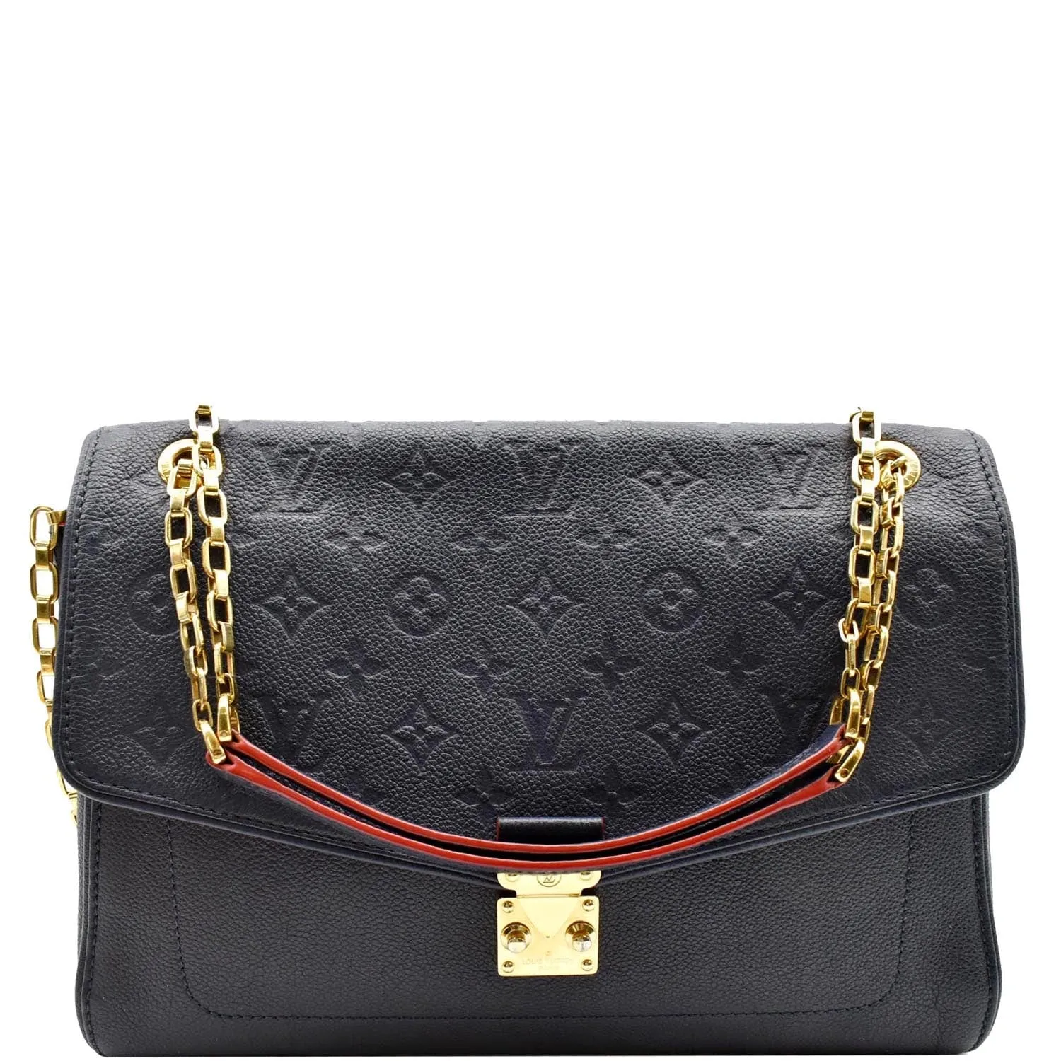 LOUIS VUITTON Saint Germain MM Monogram Empreinte Leather Shoulder Bag Marine Rouge