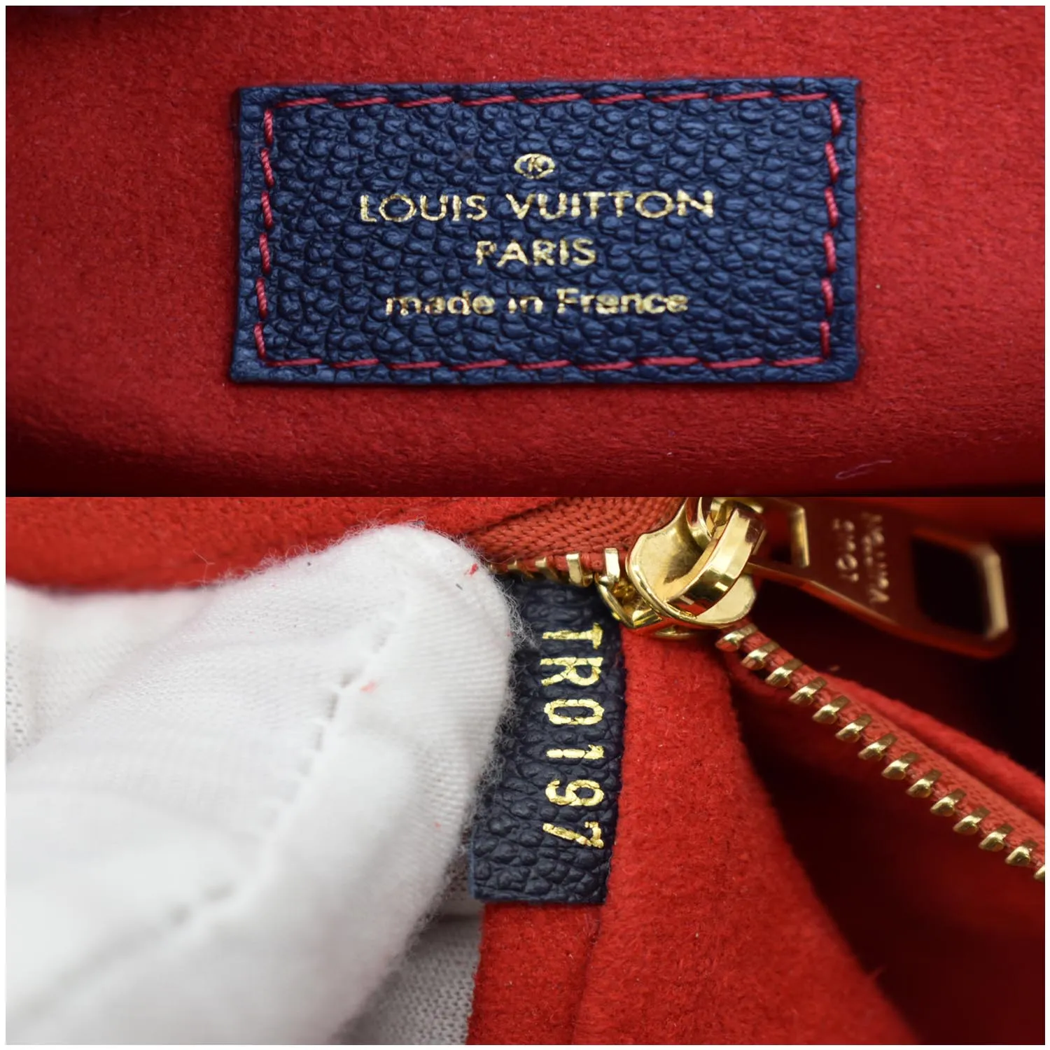 LOUIS VUITTON Saint Germain MM Monogram Empreinte Leather Shoulder Bag Marine Rouge