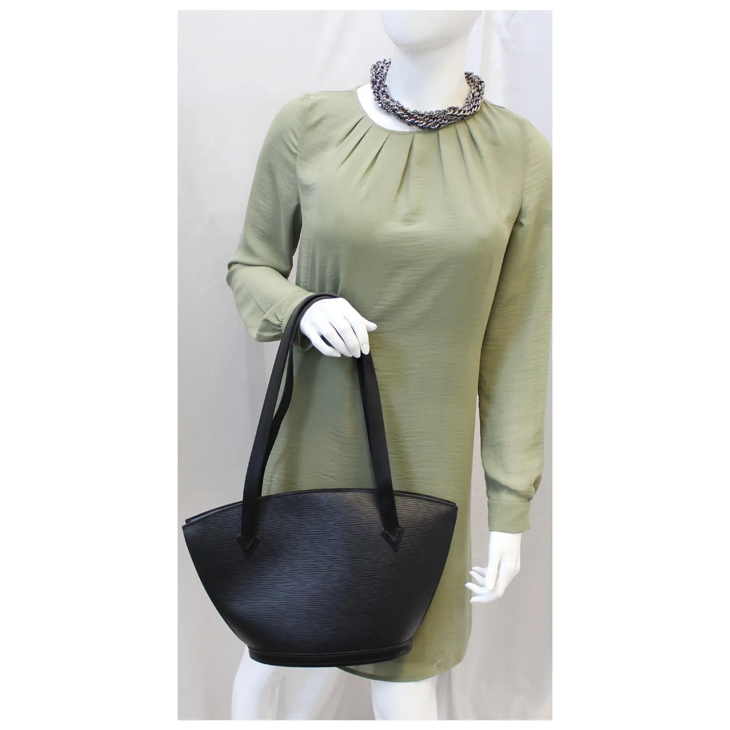 LOUIS VUITTON Saint Jacques Epi Leather Shoulder Bag Black