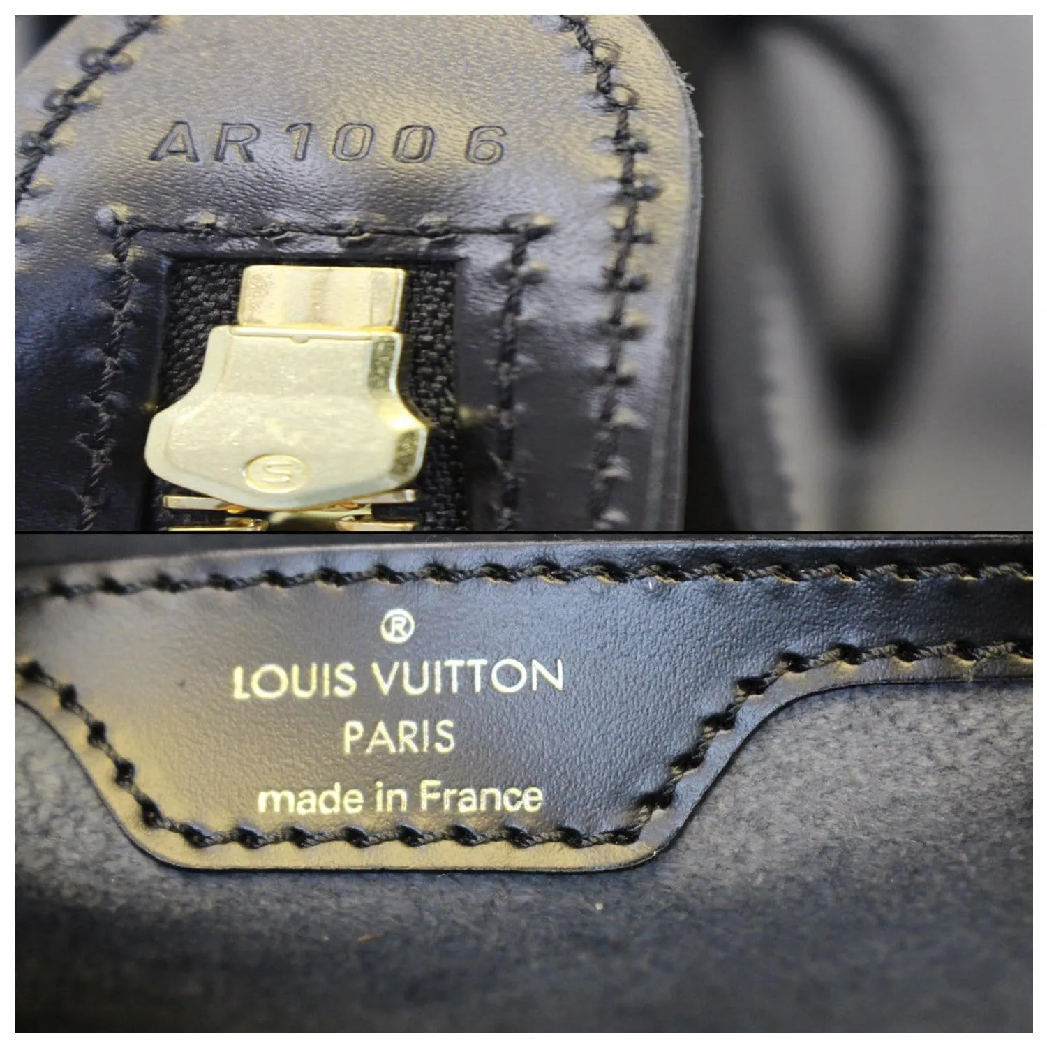 LOUIS VUITTON Saint Jacques Epi Leather Shoulder Bag Black