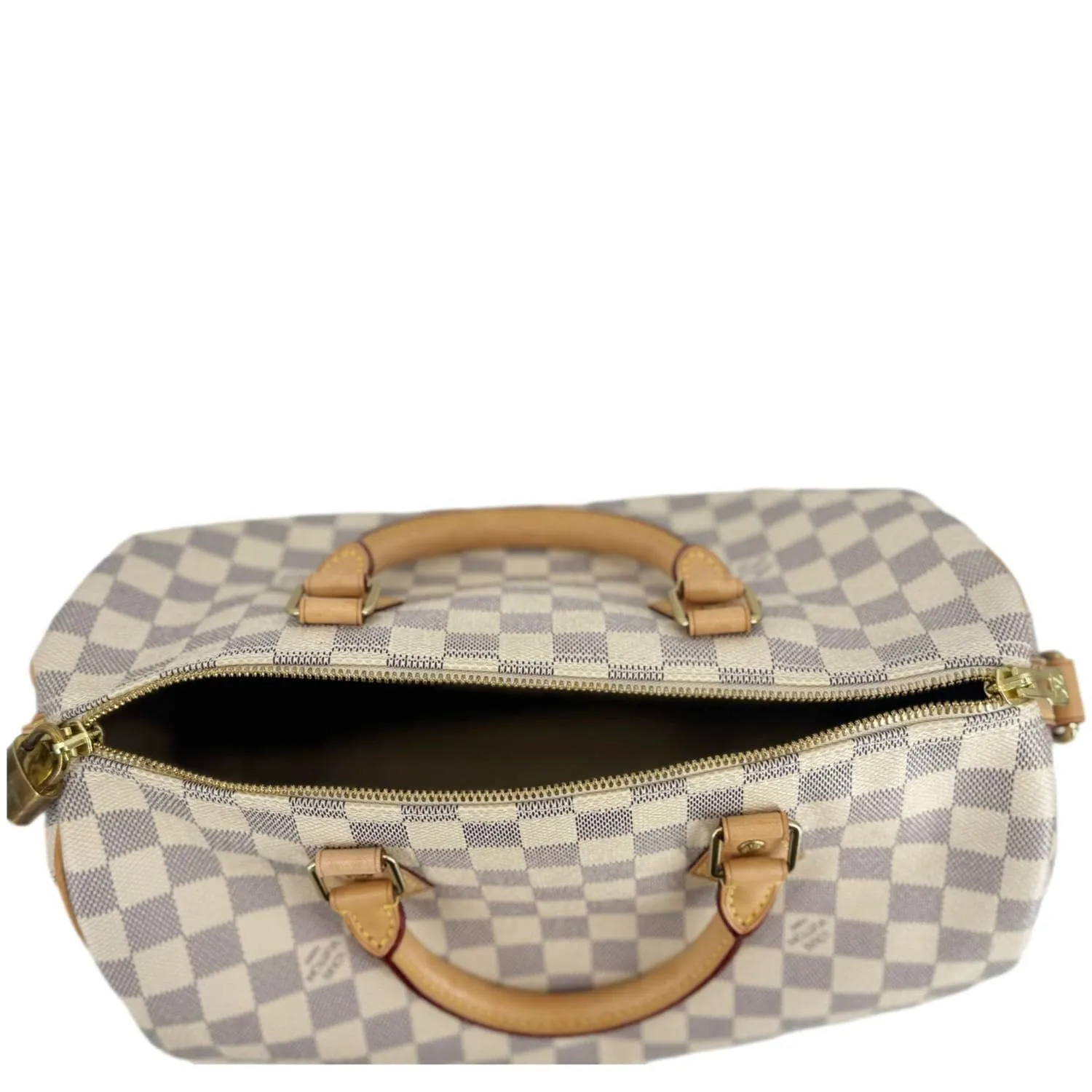 LOUIS VUITTON Speedy 30 Bandouliere Damier Azur Shoulder Bag White