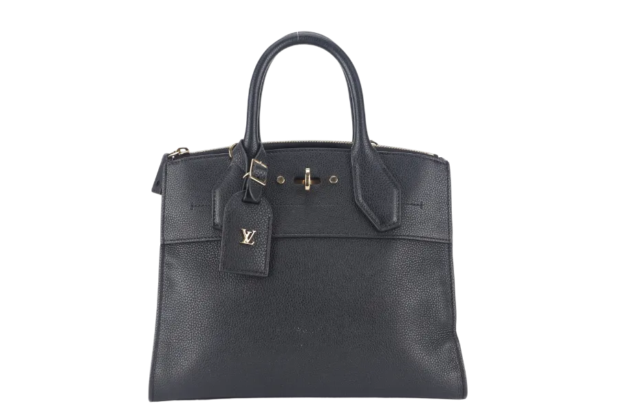 LOUIS VUITTON TAURILLON CITY STEAMER PM BLACK GOLD HARDWARE WITH STRAPS NO DUST COVER