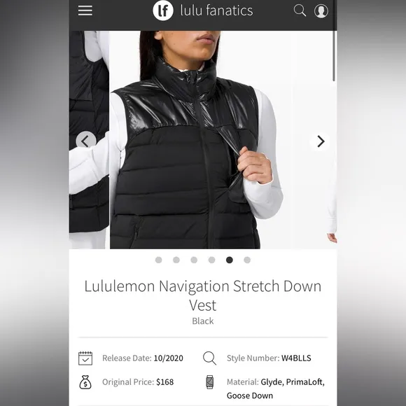 Lululemon Navigation Stretch Down Vest Size 0