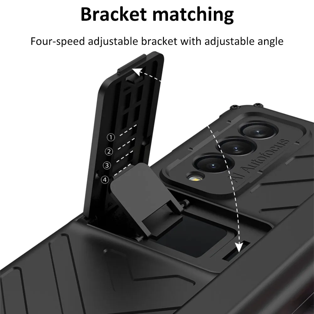 Magnetic Hinge Frame Pen Case Cover For Samsung Galaxy Z Fold 3 All-included Tempered Glass Plastic Case For Samsung Z Fold3