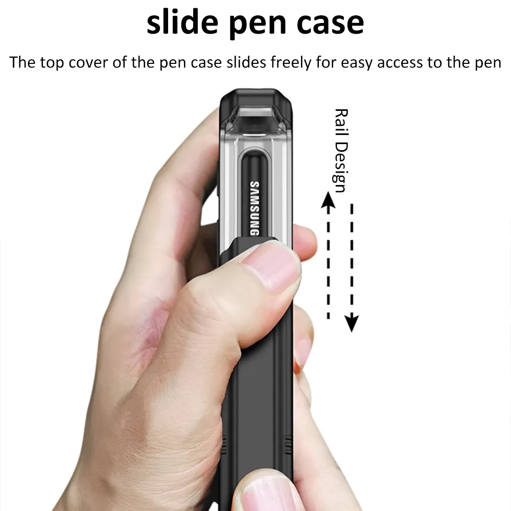 Magnetic Hinge Frame Pen Case Cover For Samsung Galaxy Z Fold 3 All-included Tempered Glass Plastic Case For Samsung Z Fold3