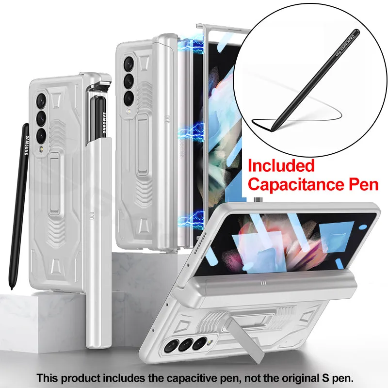 Magnetic Hinge Frame Pen Case Cover For Samsung Galaxy Z Fold 3 All-included Tempered Glass Plastic Case For Samsung Z Fold3