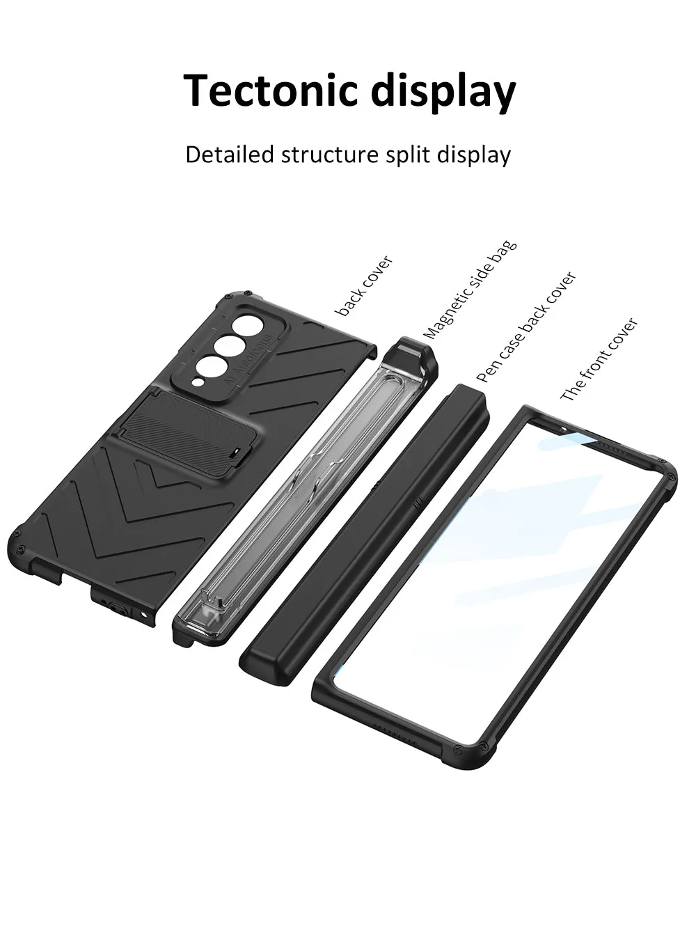 Magnetic Hinge Frame Pen Case Cover For Samsung Galaxy Z Fold 3 All-included Tempered Glass Plastic Case For Samsung Z Fold3