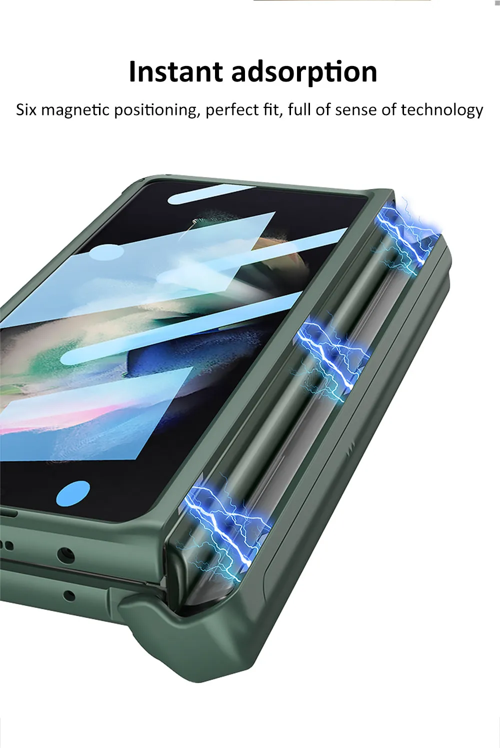 Magnetic Hinge Frame Pen Case Cover For Samsung Galaxy Z Fold 3 All-included Tempered Glass Plastic Case For Samsung Z Fold3