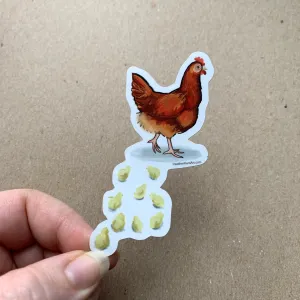 Mama Hen, Chicken with Chicks Vinyl Sticker, 3 inch, Mother's Day - Free Shipping