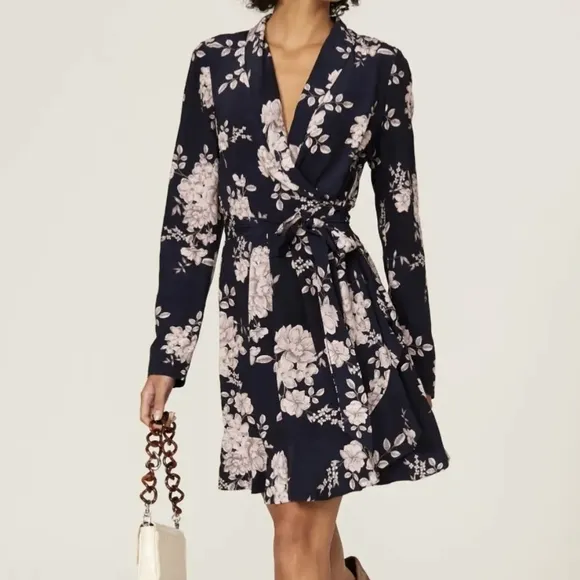 Marissa Webb Collective Navy Floral Wrap Dress