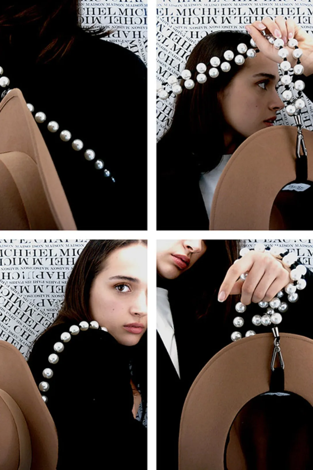 Martine Shoulder Strap | Pearls White / Black