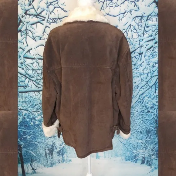 Marvin Richards Suede Faux Fur Coat Petite Large