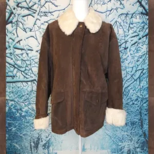 Marvin Richards Suede Faux Fur Coat Petite Large