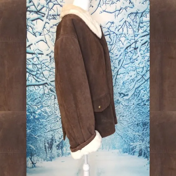 Marvin Richards Suede Faux Fur Coat Petite Large