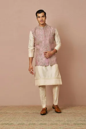 MAUVE DARIUS RAWSILK BANDI KURTA SET