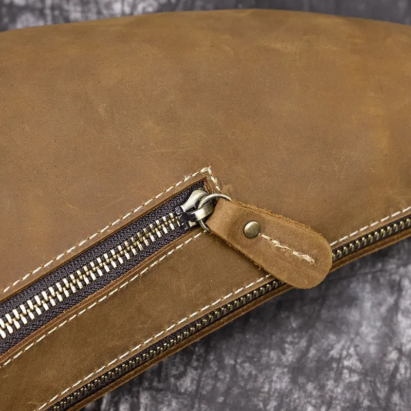Maverick Leather Single Strap Pack Crossbody Bag Trek Sling Bag - Brown