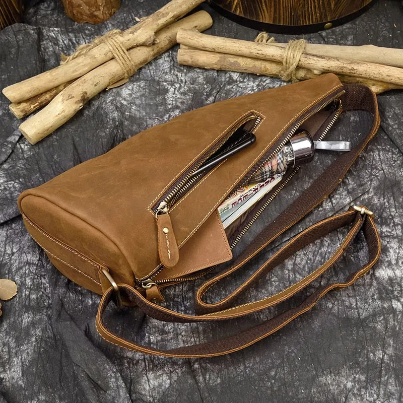 Maverick Leather Single Strap Pack Crossbody Bag Trek Sling Bag - Brown